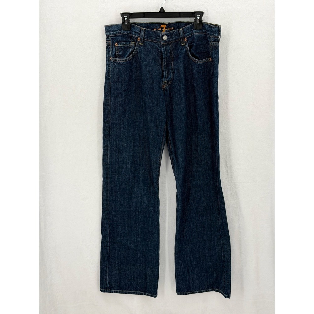 7 For All Mankind Jeans Men 32x34 Dark Wash Relax Straight Leg Button Fly Casual